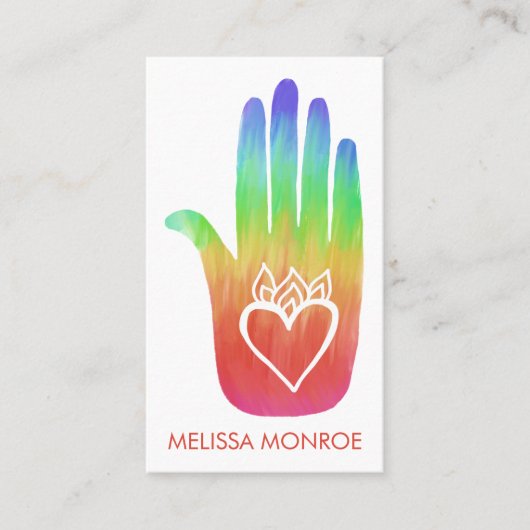 Rainbow Healing Hand Bodywork Massage Visitekaartje (Voorkant)