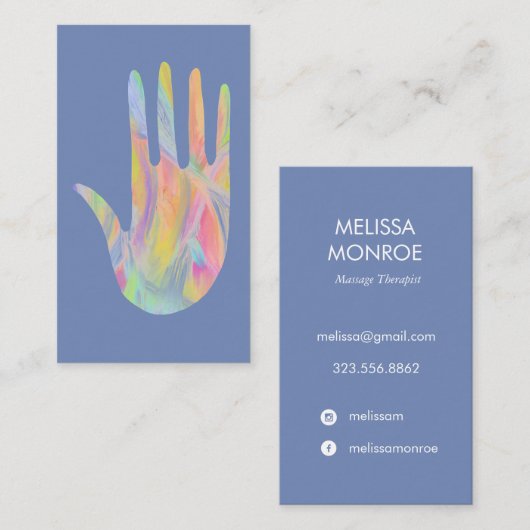 Rainbow Healing Hand Periwinkle Visitekaartje (Voorkant / Achterkant)