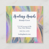 Rainbow Healing Hands Colorful Oil Paint Indigo Vierkante Visitekaartje (Achterkant)