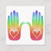 Rainbow Healing Hands Hearts Vierkante Visitekaartje (Voorkant)
