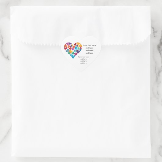 Rainbow Heart, aanpassen met uw eigen tekst, Hart Sticker (Tas)