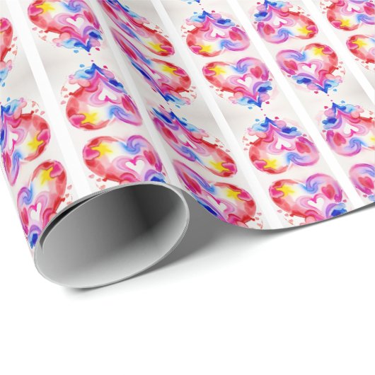 Rainbow Heart Art Wrap, Hedendaags Romantisch Cade Cadeaupapier (Rol Hoek)