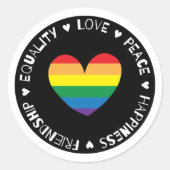 Rainbow Heart Badge Ronde Sticker (Voorkant)