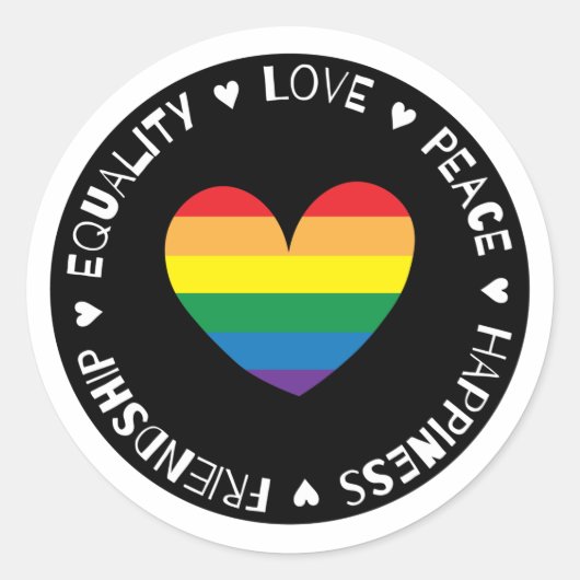 Rainbow Heart Badge Ronde Sticker (Voorkant)