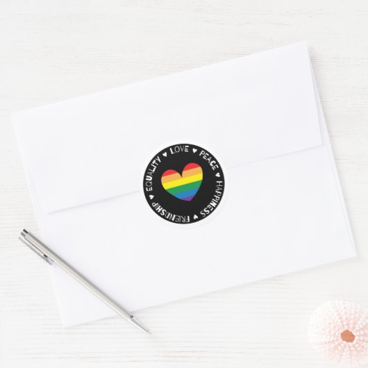 Rainbow Heart Badge Ronde Sticker (Envelop)