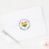 Rainbow Heart Badge v2 Ronde Sticker (Envelop)
