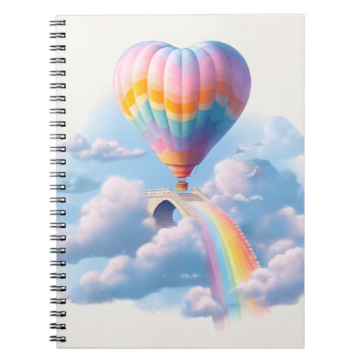 Rainbow Heart Balloon Sky Bridge Notitieboek (Voorkant)