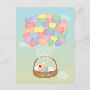 Rainbow Heart Balloons Boy Baby Shower-uitvindinge Kaart