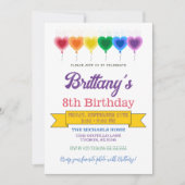 Rainbow Heart Balloons Girly verjaardagsfeestje Kaart (Voorkant)