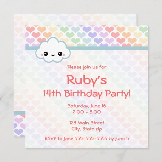 Rainbow Heart Birthday Kaart (Voorkant / Achterkant)