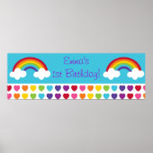 Rainbow Heart Birthday Personalized Banner Sign Poster (Voorkant)