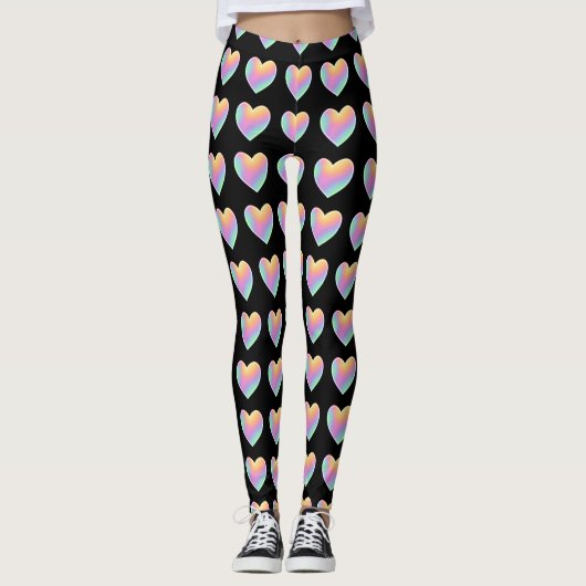 Rainbow Heart Black Leggings (Voorkant)