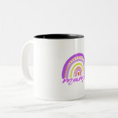 Rainbow Heart Boho Doodle Mama Mug Tweekleurige Koffiemok (Voorkant links)