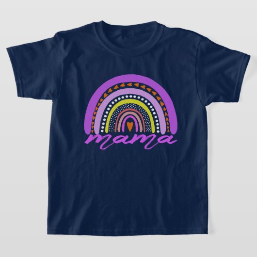 Rainbow Heart Boho Doodle Mama T-Shirt. T-shirt (Laagn)