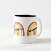 Rainbow Heart Boho Doodle Mug. Tweekleurige Koffiemok (Voorkant rechts)