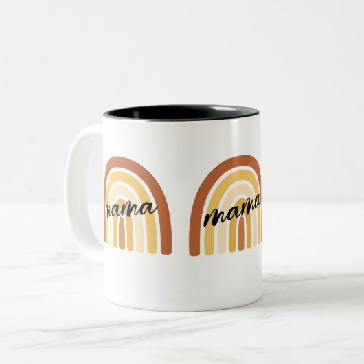 Rainbow Heart Boho Doodle Mug. Tweekleurige Koffiemok (Voorkant links)