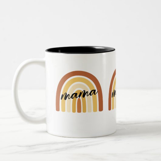Rainbow Heart Boho Doodle Mug. Tweekleurige Koffiemok (Links)