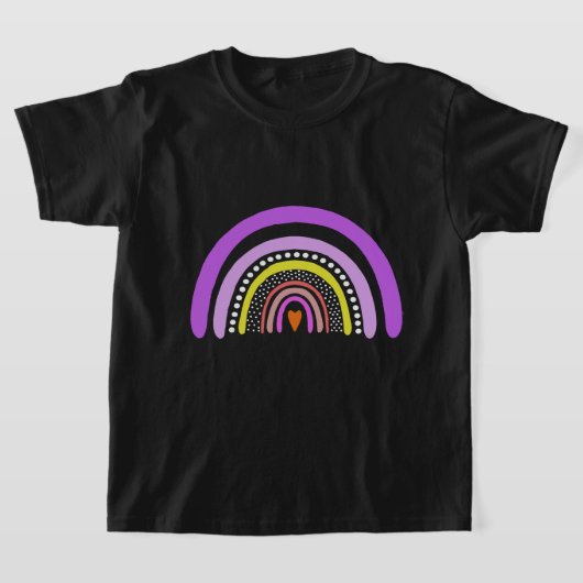 Rainbow Heart Boho Doodle T-Shirt (Laagn)