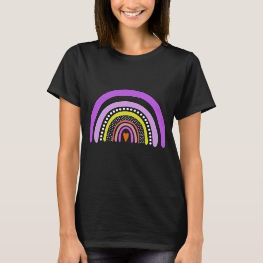Rainbow Heart Boho Doodle T-Shirt (Voorkant)