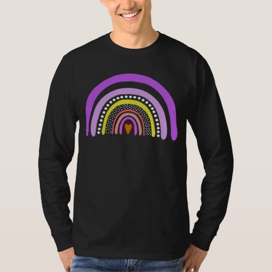 Rainbow Heart Boho Doodle T-Shirt (Voorkant)