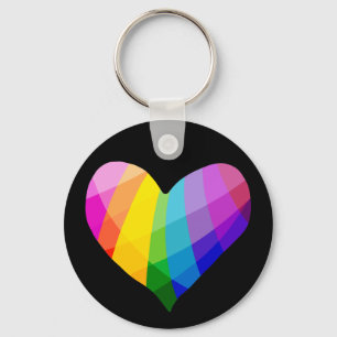 Rainbow Heart Button Sleutelhanger