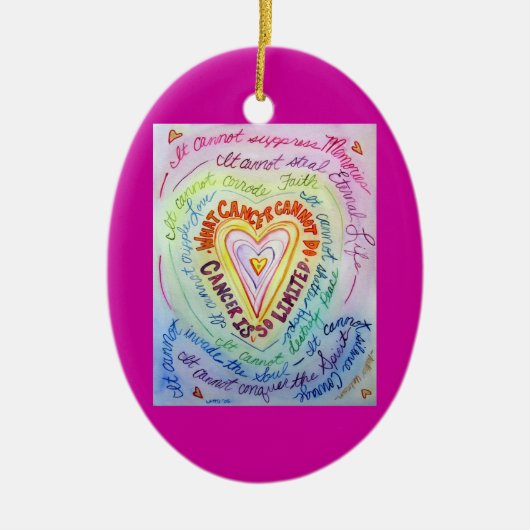 Rainbow Heart Cancer kan geen versiering uitvoeren Keramisch Ornament (Voorkant)