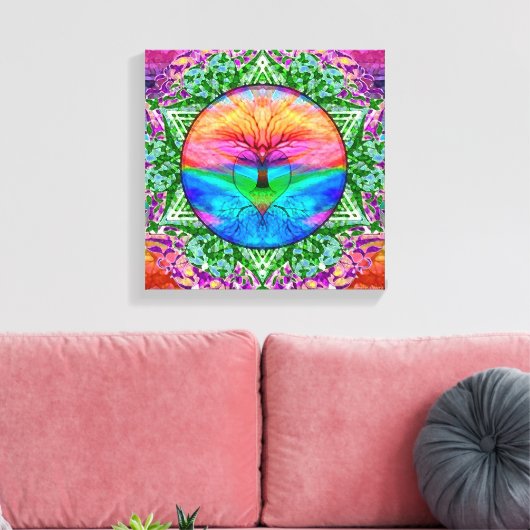 Rainbow Heart Canvas Afdruk (Insitu (Woonkamer))
