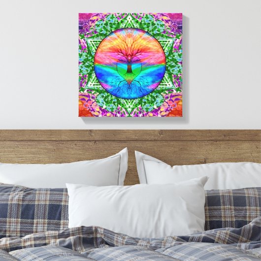 Rainbow Heart Canvas Afdruk (Insitu (Slaapkamer))