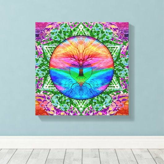 Rainbow Heart Canvas Afdruk (Insitu (Houten vloer))