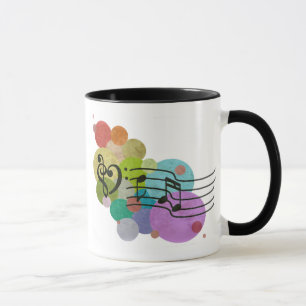 Rainbow Heart Clefs, muzieknoten & poka dots mok