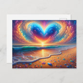 Rainbow Heart Cloud Over the Beach Briefkaart (Voorkant / Achterkant)