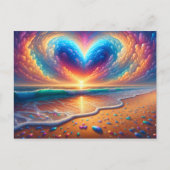 Rainbow Heart Cloud Over the Beach Briefkaart (Voorkant)