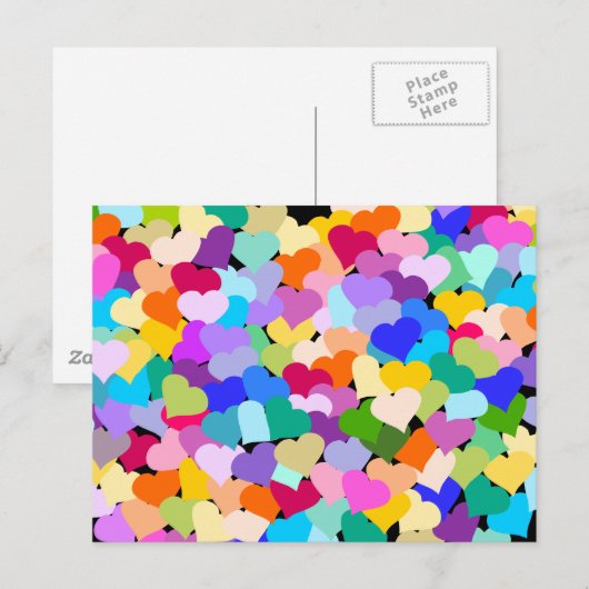 Rainbow Heart Confetti Briefkaart (Voorkant / Achterkant)