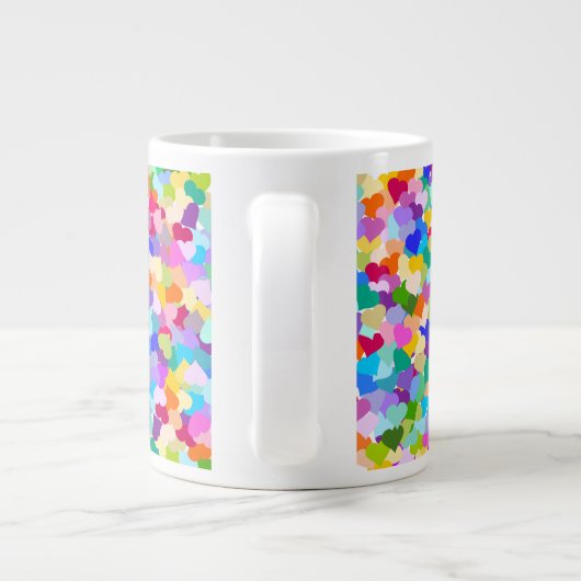 Rainbow Heart Confetti Grote Koffiekop (Achterkant)