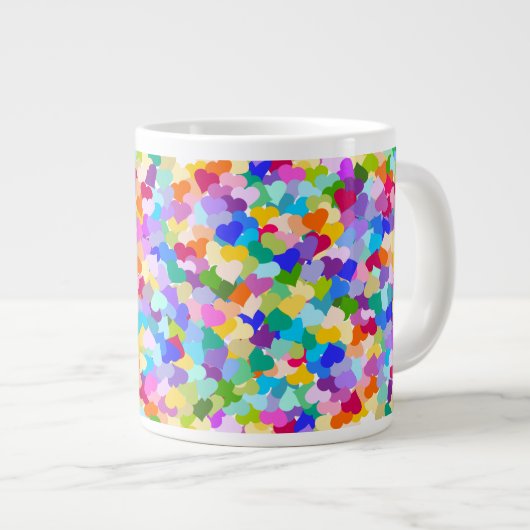 Rainbow Heart Confetti Grote Koffiekop (Voorkant rechts)
