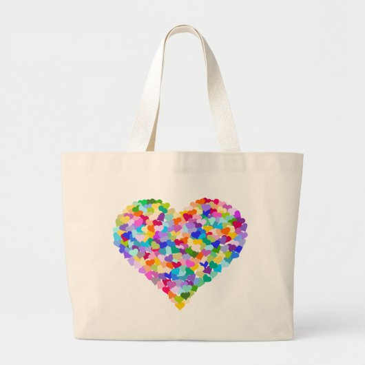 Rainbow Heart Confetti Grote Tote Bag (Voorkant)