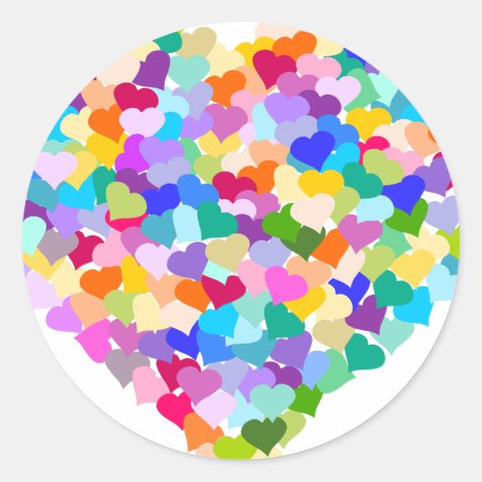 Rainbow Heart Confetti Ronde Sticker (Voorkant)