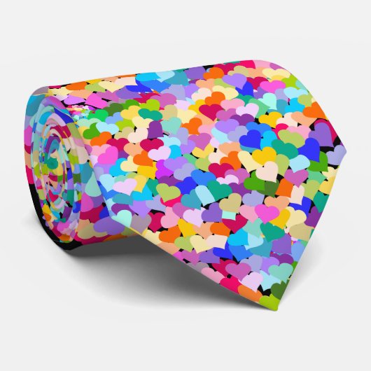 Rainbow Heart Confetti Stropdas (Opgerold)