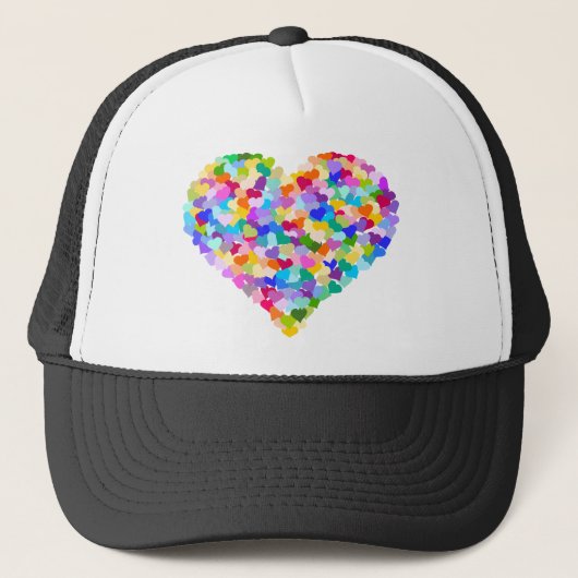 Rainbow Heart Confetti Trucker Pet (Voorkant)