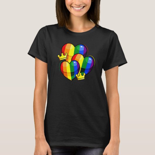 Rainbow Heart Crown Ltd Q Cute Rainbow Flag Gay P T-shirt (Voorkant)