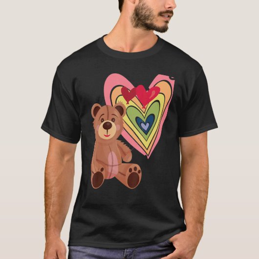 Rainbow Heart Cute Teddy Hug Time Teddy Bear T-shirt (Voorkant)