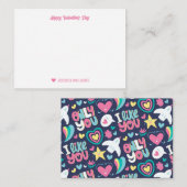 Rainbow Heart Doodle Pattern Cute Valentijnsdag Notitiekaartje (Voorkant / Achterkant)