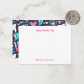 Rainbow Heart Doodle Pattern Cute Valentijnsdag Notitiekaartje (Voorkant / Achterkant in situ)