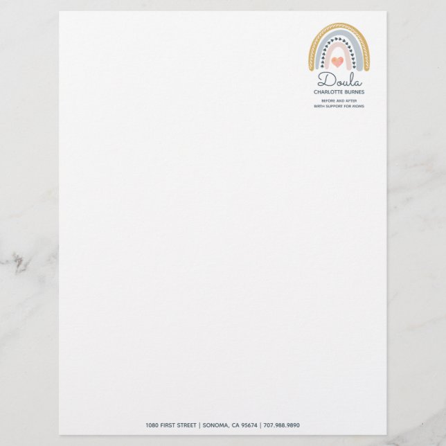 Rainbow Heart Doula Business Letterhead Briefhoofd (Voorkant)