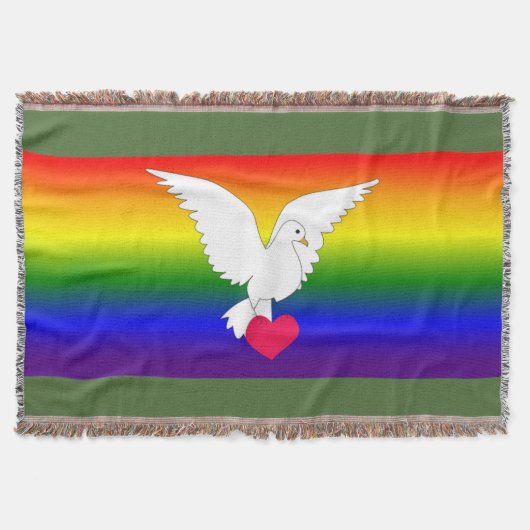 RAINBOW HEART DOVE DEKEN (Voorkant)
