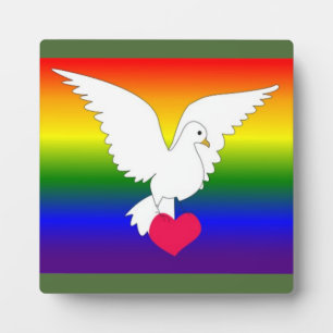 RAINBOW HEART DOVE FOTOPLAAT