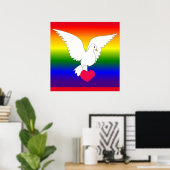 RAINBOW HEART DOVE POSTER (Thuiskantoor)