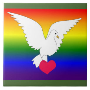 RAINBOW HEART DOVE TEGELTJE