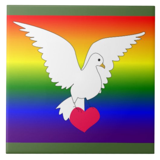 RAINBOW HEART DOVE TEGELTJE (Voorkant)
