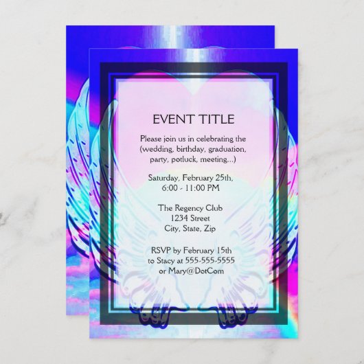 Rainbow Heart en Angel Wings Kaart (Voorkant / Achterkant)